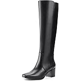 Shoe'N Tale Women's Knee High Boots Square Toe Mid Chunky Block Heeled Tall Boots Side Zipper