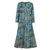 Collections Etc Women's Paisley Zip Front Long Sleeve Lounger, Blue/Green, Medium
