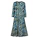 Women's All-Over Paisley Print Zip Front Long Sleeve Lounger with Split V-Neck and Side Pockets, Blue/Green, Medium