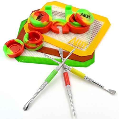 SILICONE ALLEY Carving Tool/Carver (3) + [Rasta Edition KIT] Red/Yellow/Green Mat (3) + Wax Jar of Tie Dye Dabs of Colors (3) + Container Holder (1) - Thumbnail 6
