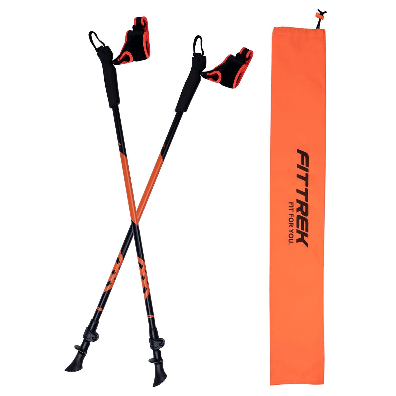 FitTrek Nordic Walking Poles for Men Women - 2 Pack Aluminum Nordic Walking Sticks - Nordic Poles with Ergonomic Grip Adjustable Ultralight for Hiking, Camping, Trekking, Mountaineering, Backpacking