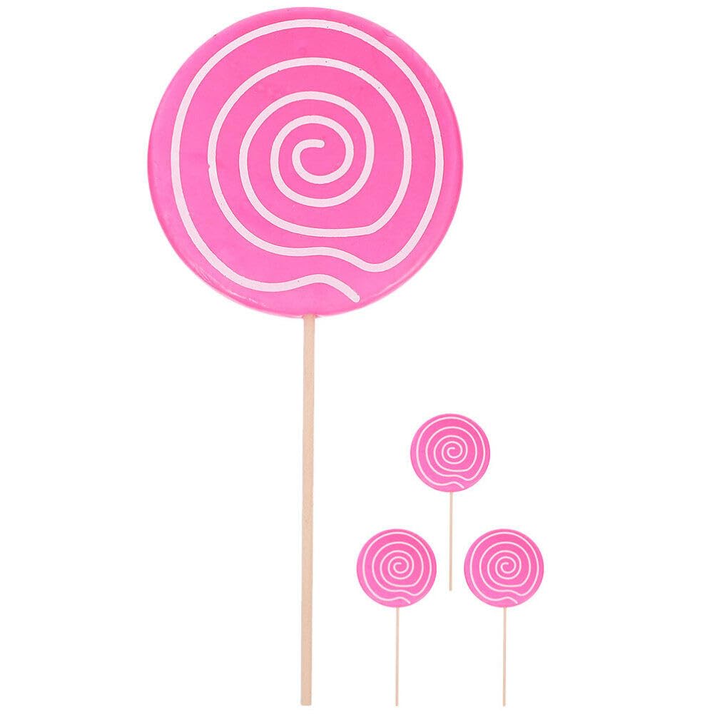 Photo 1 of PRETYZOOM Jumbo Fake Lollipop Props 4-Pack Large Simulation Candy Models for Party Photo Booth Wedding Decorations