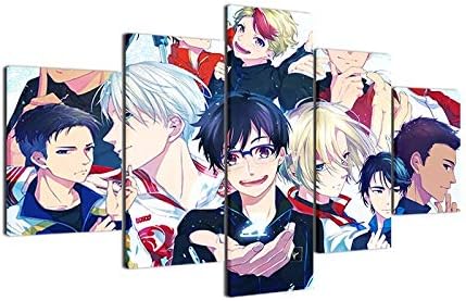 Modern Wall Art Posters Home Decor Frame Canvas Pictures 5 Panel Anime Cartoon Characters HD Printed Yuri On Ice Painting