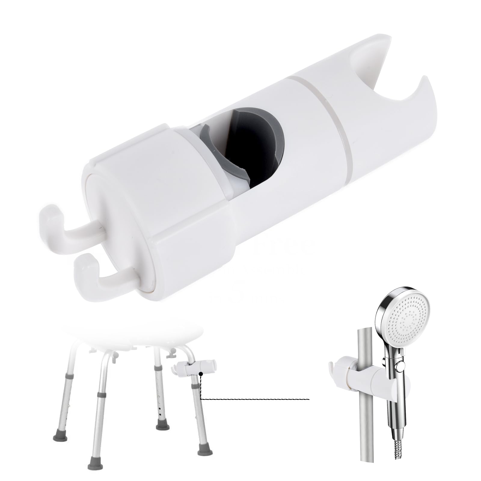 Photo 1 of Handheld Shower Head Holder Attachment for Shower Chair, Shower Accessories Fit for Bath Seat, Transfer Bench, Bath Stool, and Shower Commode, Tool Free Installation, Universal Fit, Shower Aids