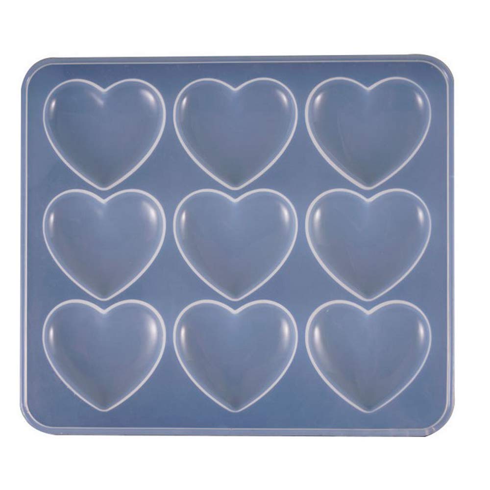 Photo 1 of Heart Shape Epoxy Mold 9Pcs 5.2 x 4.2cm DIY Resin Casting Jewelry Love Heart Keychain Pendant Making Silicone Mold