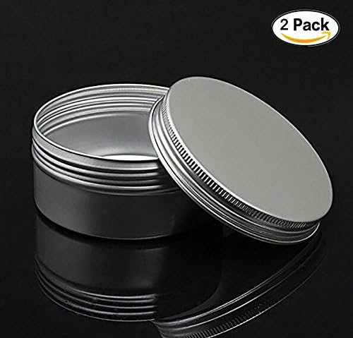 Aluminum Tin Jars Small Cosmetic Pot Jar-Portable Makeup Storage Container Mini Round Pot Screw Cap Lid for Lip Balm, Salve (2 Pcs, 60g)