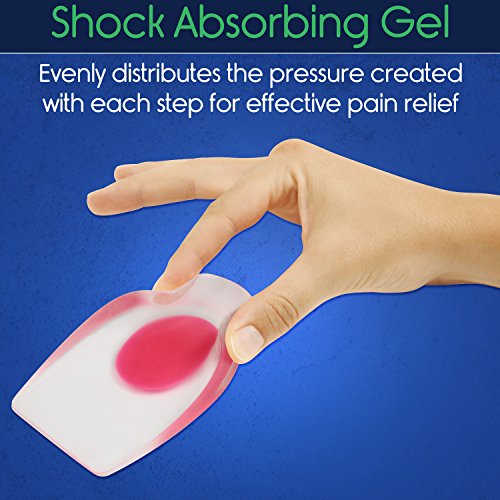 ViveSole Silicone Gel Heel Cups - Shoe Inserts for Plantar Fasciitis, Sore Heel Pain, Bone Spur & Achilles Pain - Pad & Shock Absorbing Support (US Women's 9-13.5)