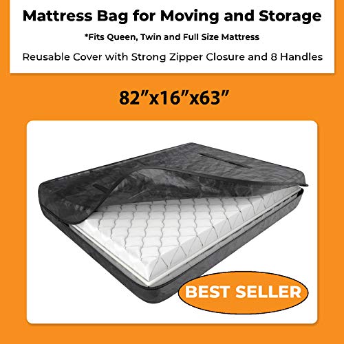 Mattress Bag with 8 Handles for Moving & Long Term Storage Queen Size