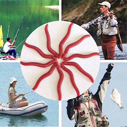 Porfeet Angelköder, 50 Stück Gummi Künstlicher Lebensechter Regenwurm Wurm Weiche Köder Angelköder Tackle – Bild 6