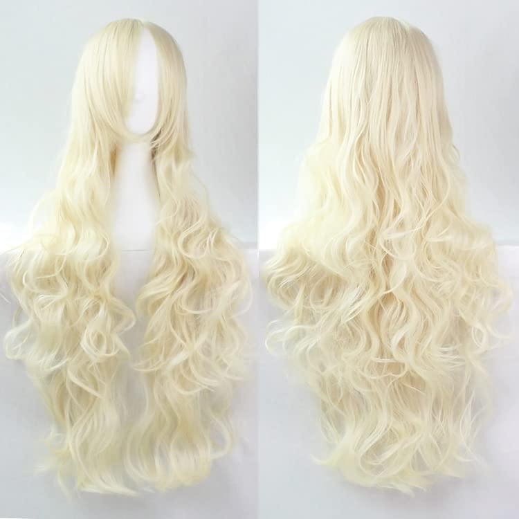 YEESHEDO 32" 80 cm Long Wavy Curly Hair Cosplay Wigs with Bangs for Women Heat Resistant Synthetic Wig for Party Costume Anime Halloween (Blonde)