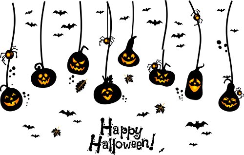 TOTOMO Halloween Wall Window Decals Stickers Cling Decorations for Indoor Party Decor Black Bats Witches W201