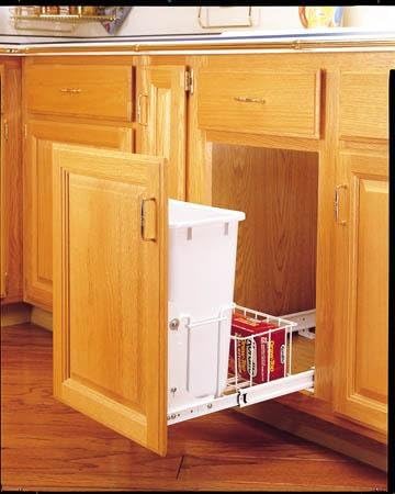 Rev-A-Shelf 20Qt Waste Bin with Basket White