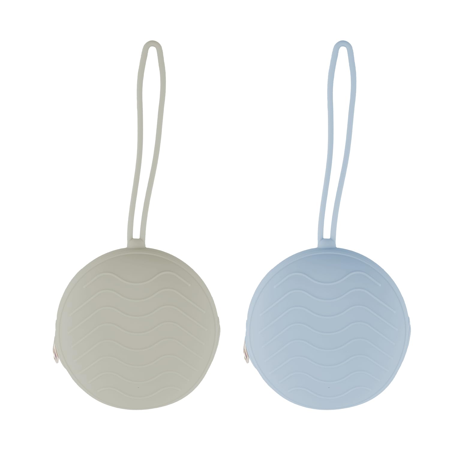 Tabanzhe 2 Pack Dummy Holder Cases with Strap,Safe Durable Pacifier Storage Container Set,Universal Portable Baby Dummy Holder Pod Box Holder Bag Accessories for Travel Home(Grey,Blue)