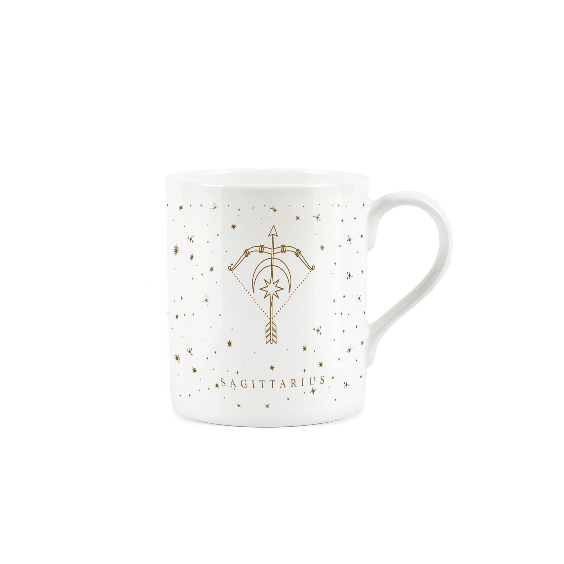 Purely Home Sagittarius Gold Star Sign Mug - Small Fine Bone China White Mug Coffee/Tea Present Zodiac Gift