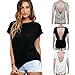 Start 2016 Women Casual Soft Loose Batwing Sleeve Backless Shirt (Black, US=10)