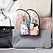 NiceEbag 2 in 1 Makeup Brush Holder Organizer Bag Stand-Up Make-up Brush Cup Half-Clear Travel Cosmetic Toiletry Pouch for Woman Girls, Peony&Orchid