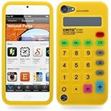 JUJEO 12-Digit Dual Power Calculator Design Silicone Back case cover for iPod touch 5 (Yellow)