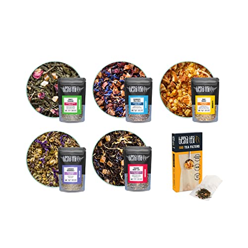 Tiesta Tea Loose Leaf Starter Kit, Tea Set with Black, Green, Herbal Tea Sample Bags