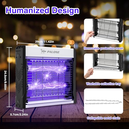 PALONE Bug Zapper, 4000V Electric Bug Zapper with Hanging Function for Indoor Outdoor, Fly Zapper with Removable Tray USB for Bedroom,Kitchen,Courtyard