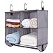 StorageWorks Hanging Closet Organizer with Garment Rod, 4-Section Clothes Storage for Closet, 24 ½”W x 12 ¼”D x 28”H，Mixing Brown and Gray