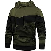 DUOFIER Men's Athletic Hoodies Color Block Hooded Fleece Sweatshirt