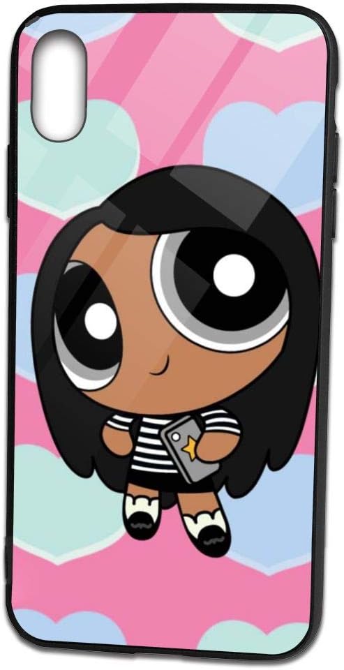 iPhone Xs Max Protection Case,Powerpuff-Girl Shock Absorption (TPU + Glass) Double Anti-Scratch Tempered Glass Case Cover with Protector Sling for iPhone X Max