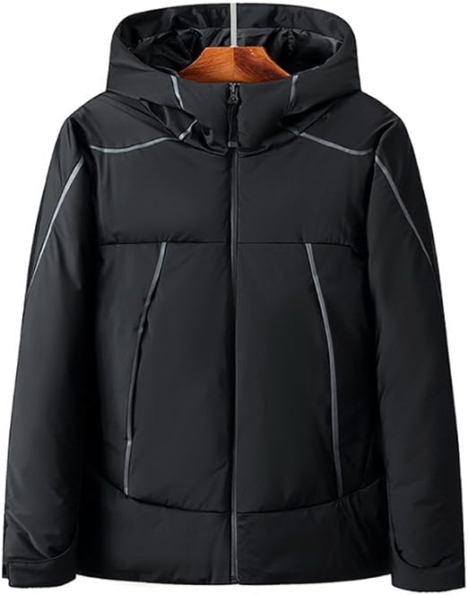 Amazon メンズ ダウンコート ダウンジャケット フード付き 高級羽毛白いダック 厚手 防水 防水 防寒着 アウター スポーツダウン かっこいい シンプル M ブラック コート ジャケット 通販