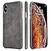 TOOVREN for iPhone X Leather Case Protective Ultra Thin Vintage Anti-Slip Grip Shell Hard Back Cover for iPhone X /10 5.8'' Gray