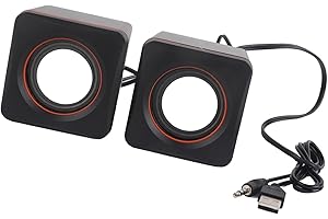 RASTKY Mini Cube USB Stereo 3.5mm Jack Compact Portable Sound Wired Speaker for Desktop Computer, Cute and Attractive Design 