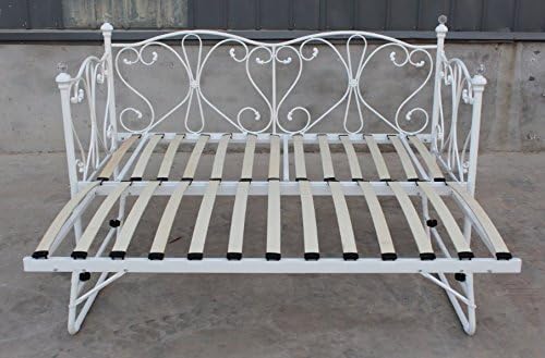 GLOSSY VANILLA STAR LIGHT DAY BED VERSAILLES White Metal 3ft Single DayBed options for underbed trundle and qulaity memory foam mattresses (daybed with underbed trundle frame)