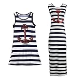 Norbi Parent-Child Striped Anchor Dress Outfits Sundress