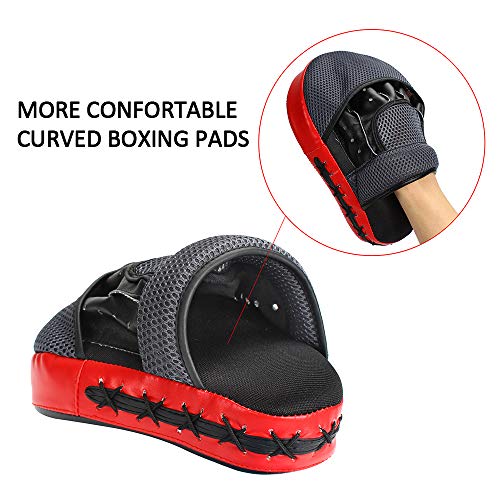 Xnature Essential Curved Boxing MMA Punching Mitts Boxing Pads Hook & Jab Pads MMA Target Focus Punching Mitts Thai Strike Kick Shield a Pair - Thumbnail 3