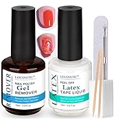 LOUINSTIC Gel Polish Remover Kit - Non Acetone Soak Off Gel Nail Polish Remover and Latex Tape fo...