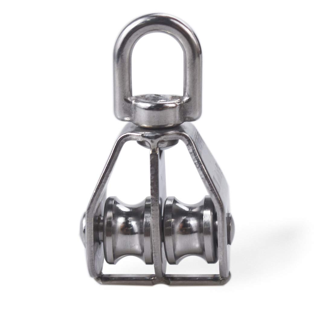 Packof1 M50 Double Pulley Shell Blocks Wire Rope Pulleys Bearing Roller, 304 Stainless Steel