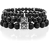 VY JEWELRY Matte Black Onyx Beaded Bracelet 6/8/10MM Dia Stones with 925 Sterling Silver Beads for Men and Women