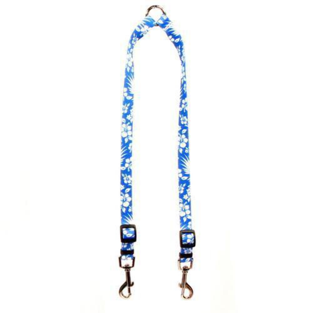 Yellow Dog Design Aloha Blue Coupler Dog Leash 1" Wide And 12 To 20" Long, Large
