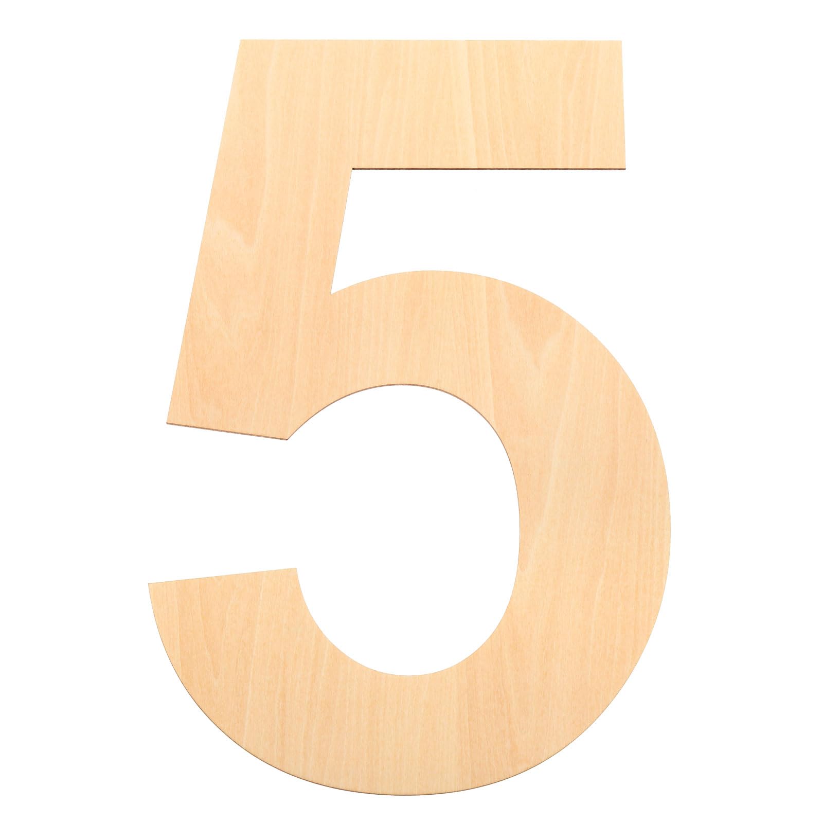 PATIKIL 12 Inch Wooden Number, Blank Wood Number 5 Shape Cutout Paintable Unfinished Numbers Sign for Wall Decor, Home Decor, DIY Painting, Crafts