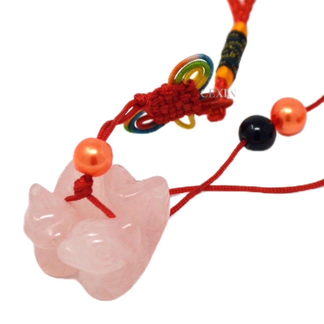 Rose Quartz Mandarin Ducks Yuan Yang Hanging Charm for Romance & Love W Free Mxsabrina Red String Bracelet Y1269