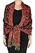 Peach Couture Elegant Double Layer Reversible Paisley Pashmina Shawl Wrap Scarf Red and Black