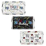 Happy 70th Birthday Sticker Decorations for Hershey Miniatures Candy Bars (Set of 54)