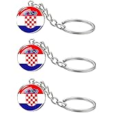 LLBFHH 3 Pcs Croatia Flag Key Chain,Cool Keychain for Car Keys, Stainless Steel Keyrings & Keychains,Used for Home Decoration, Jewelry Hanging Decorations.