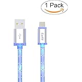 Micro USB Cables, Earfly Glow in Dark High Speed USB 2.0 Cables USB Android Charging Cables for Samsung Galaxy and other Android Smartphone devices. (Android 1 pack)
