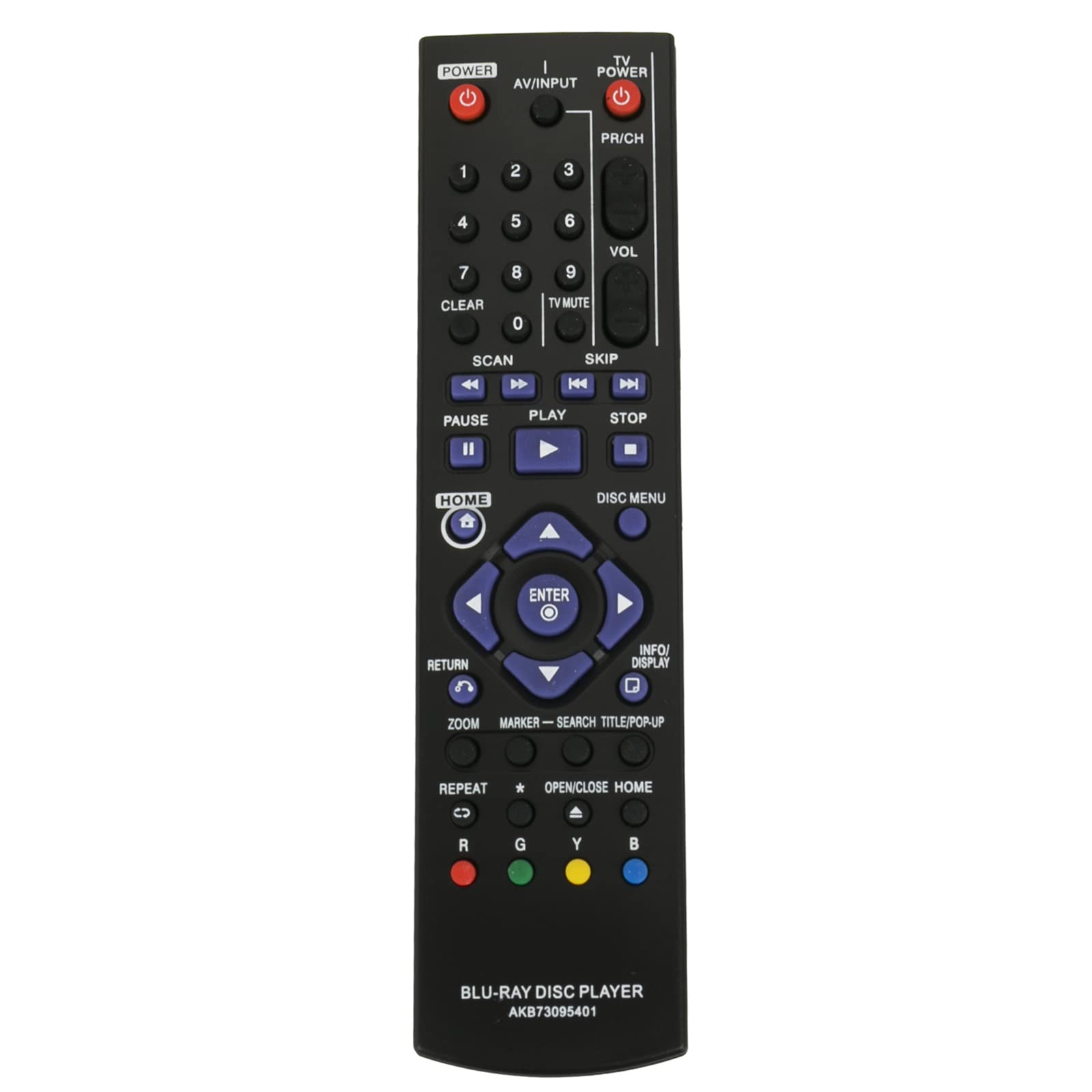 AKB73095401 Replacement Remote Control Fit for LG Blu-ray Disc DVD Player BD640 BD640C BD630 BD555 BD630C BD611