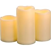 3PCS 4" 5" 6" Waterproof LED Flameless Timer Candles, 1000 Hours Long Battery Life/Flickering Battery Operated Electric Outdoor LED Large Pillar Candle for Outside Lantern Festival Decor etc.