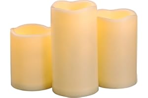 3PCS 4" 5" 6" Waterproof LED Flameless Timer Candles, 1000 Hours Long Battery Life/Flickering Battery Operated Electric Outdo