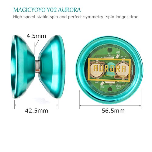 CHEE MONG Unresponsive Yoyo Y02 Light Up, MAGICYOYO Professional Yo-yo, Alloy Yoyo with Orange LED Lights with Bag + Glove + 5 Yoyo Strings - Thumbnail 3