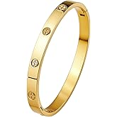 HighSpark Gold Bracelets for Women | 18K Gold Plated Stainless Steel Friendship Love Bangle Bracelet for Women | Lovely Gift