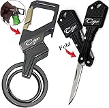 CsyncDirect Beer Bottle Opener Keychain Clip/Key Folding Knife 2 Extra Key Rings Heavy Duty Car Key Chain Gifts for Him, Her, Father, Mother, Husband, Wife, Boyfriend, Girlfriend (1 Set of 2 Item)