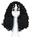 ANOGOL Hair Cap+ Black Curly Wigs for Black Women Wavy Mother Witch Wig Synthetic Movie Cosplay Costume for Halloween Party