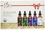 Gio Naturals Organic Carrier Oil Gift Set, Castor, Jojoba, Tamanu, and Argan Oil, For Hair, Face, Skin, Body and Nails, Blend Bottle Included